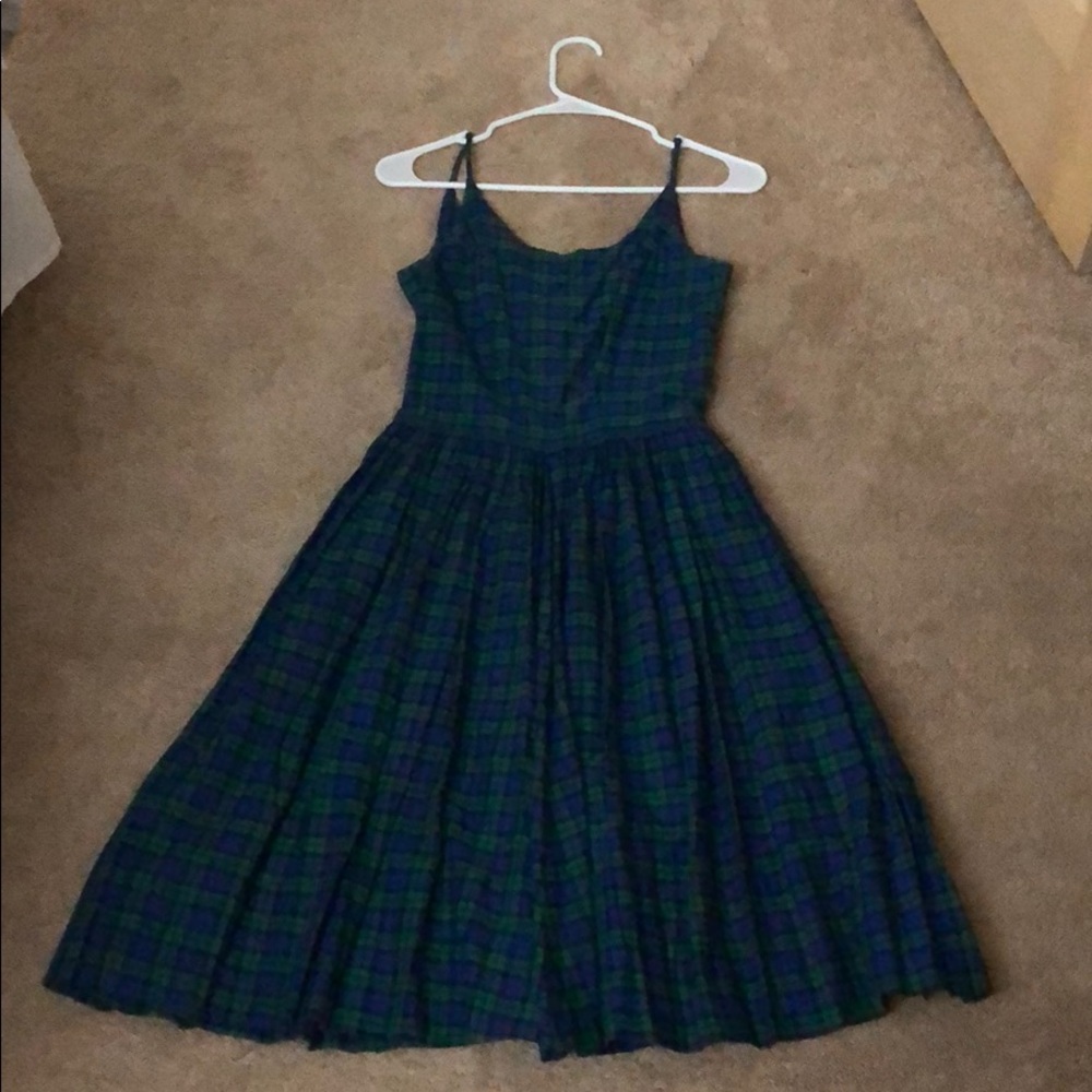 RARE vintage blue and green plaid dress